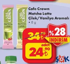 CAFE CROWN MATCHA LATTE ÇİLEK/VANİLYA AROMALI 8 G fiyat ve kampanya bilgisi